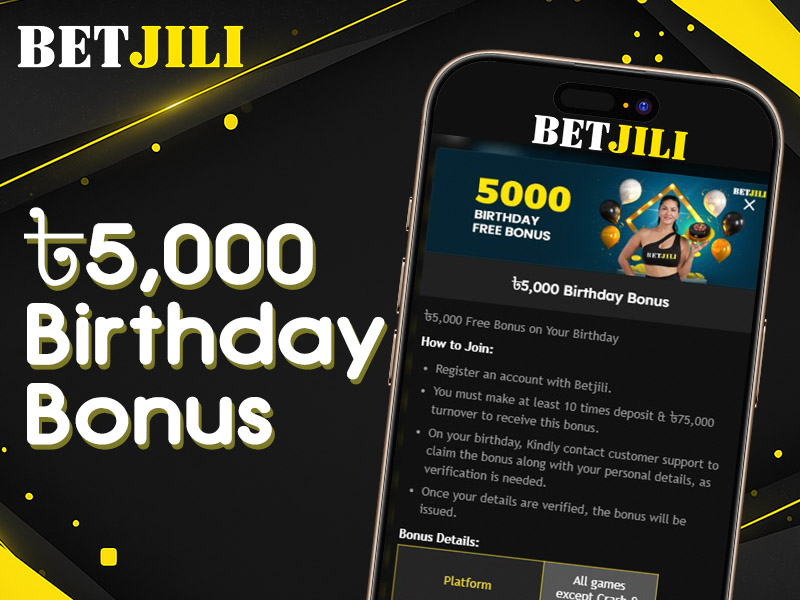 ৳5,000 birthday bonus for active BetJili users
