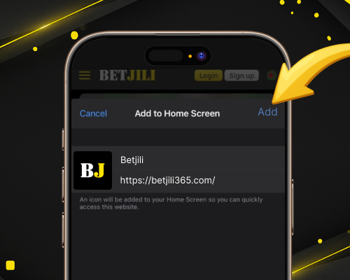 Confirming to add Betjili icon to the home screen on iOS.