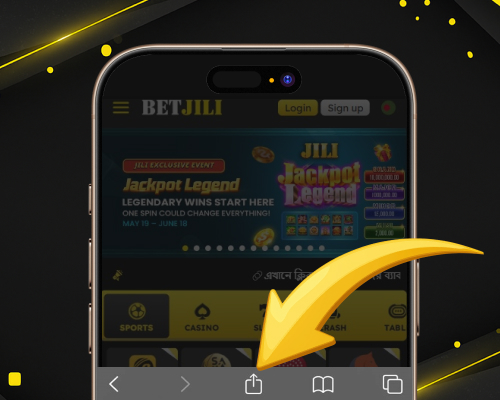 Tapping the 'Share' icon at the bottom of the screen on iOS